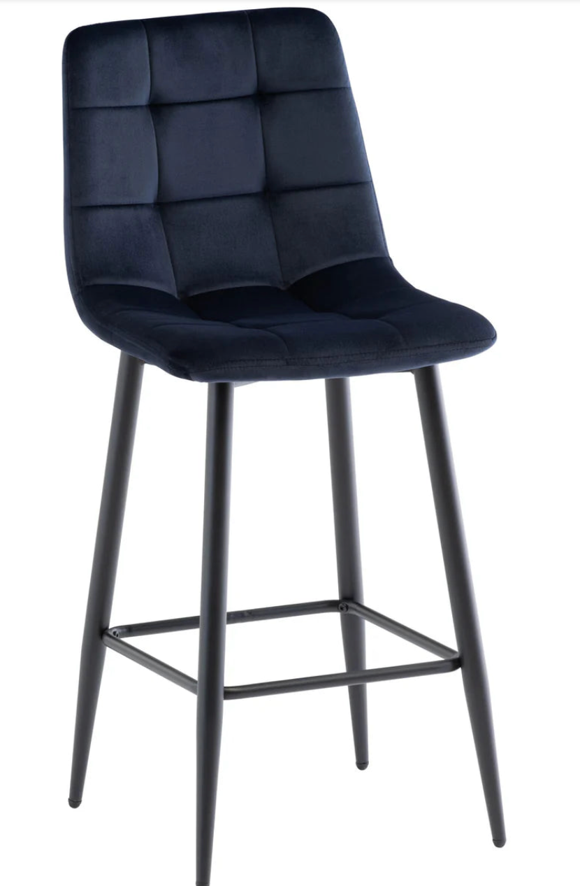 Bella Velvet Counter Stool Deep dark Blue set of 2 Last set available ! Half price-Renaissance Design Studio