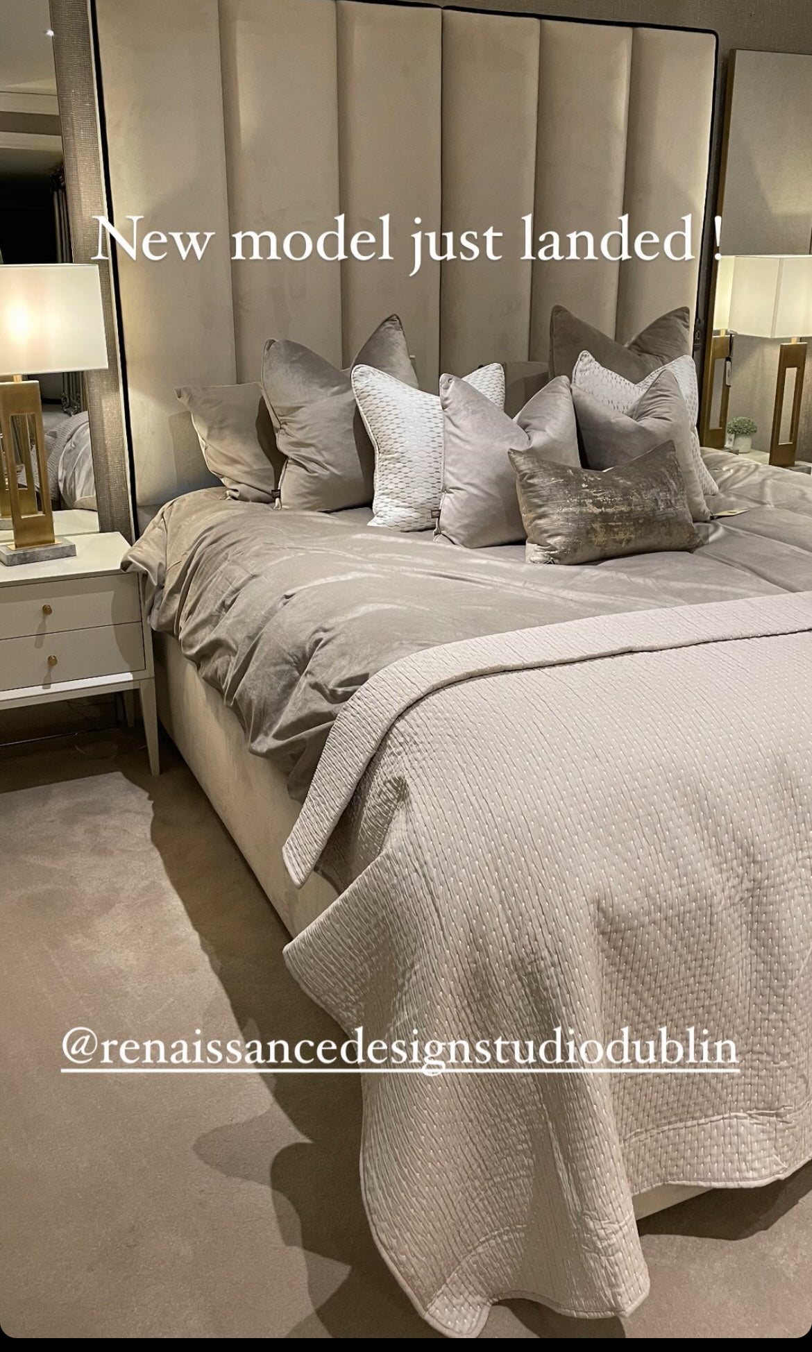 Belle Delta custom Bed frame with 145cm Headboard Horizontal panels-Renaissance Design Studio