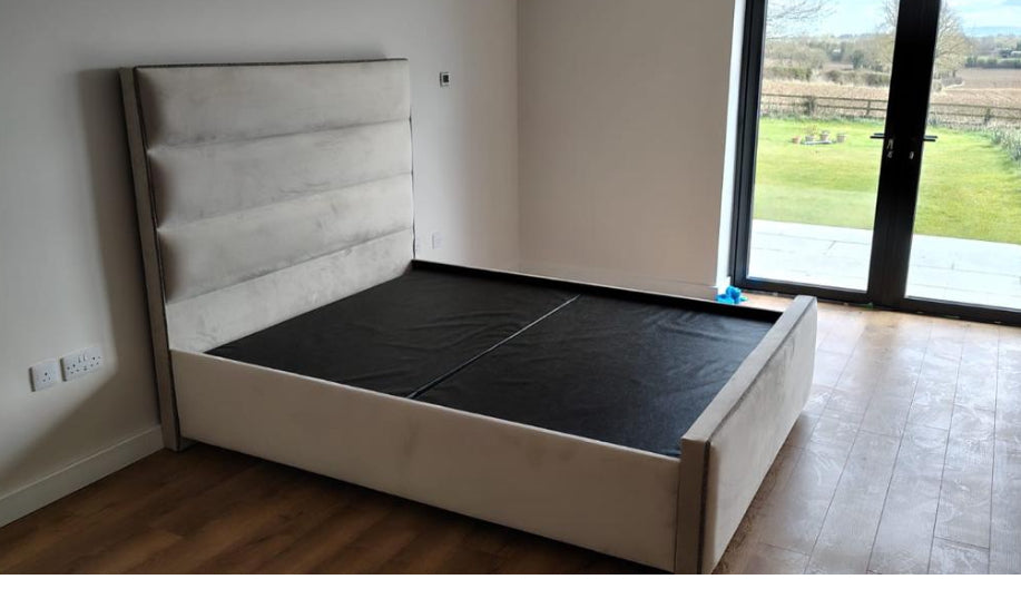 Belle Delta custom Bed frame with 145cm Headboard Horizontal panels-Renaissance Design Studio