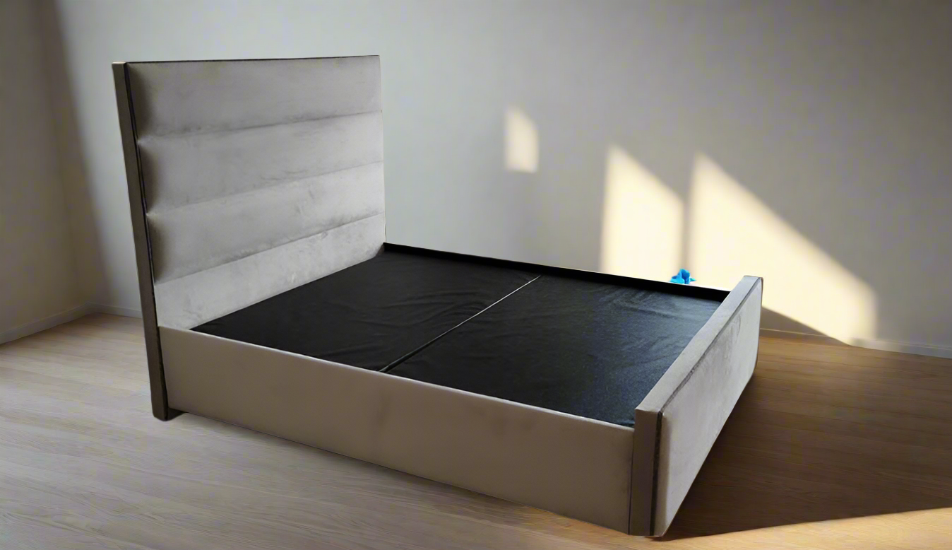 Belle Delta custom Bed frame with 145cm Headboard Horizontal panels-Renaissance Design Studio
