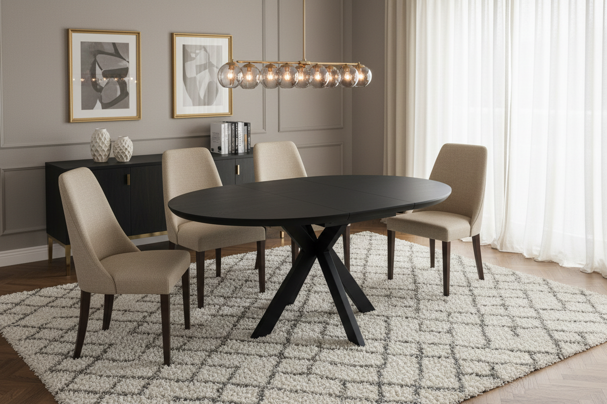 Belvedere Round To Oval Dining Table 120 Extending to 160cm-oval dining table-Renaissance Design Studio