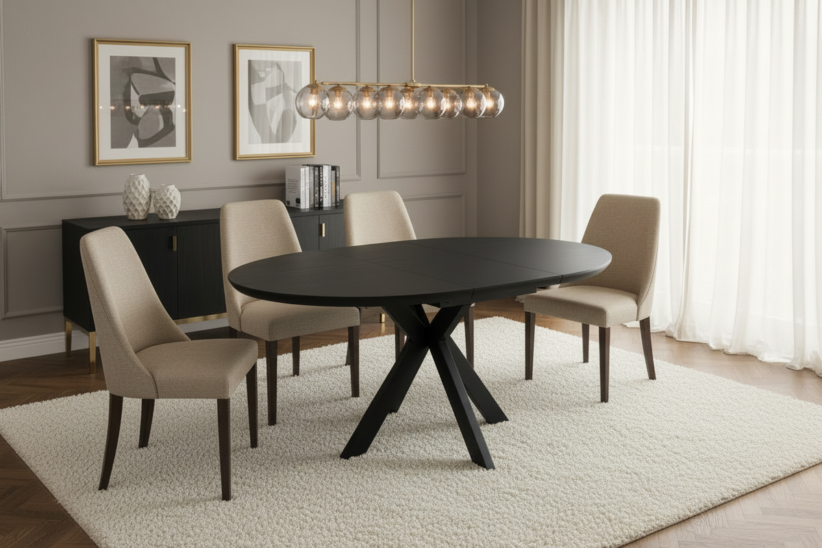 Belvedere Round To Oval Dining Table 120 Extending to 160cm-oval dining table-Renaissance Design Studio