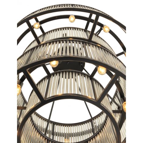 Bernardi Chandelier vintage glass and bronze by Eichholtz.-Chandeliers-Renaissance Design Studio