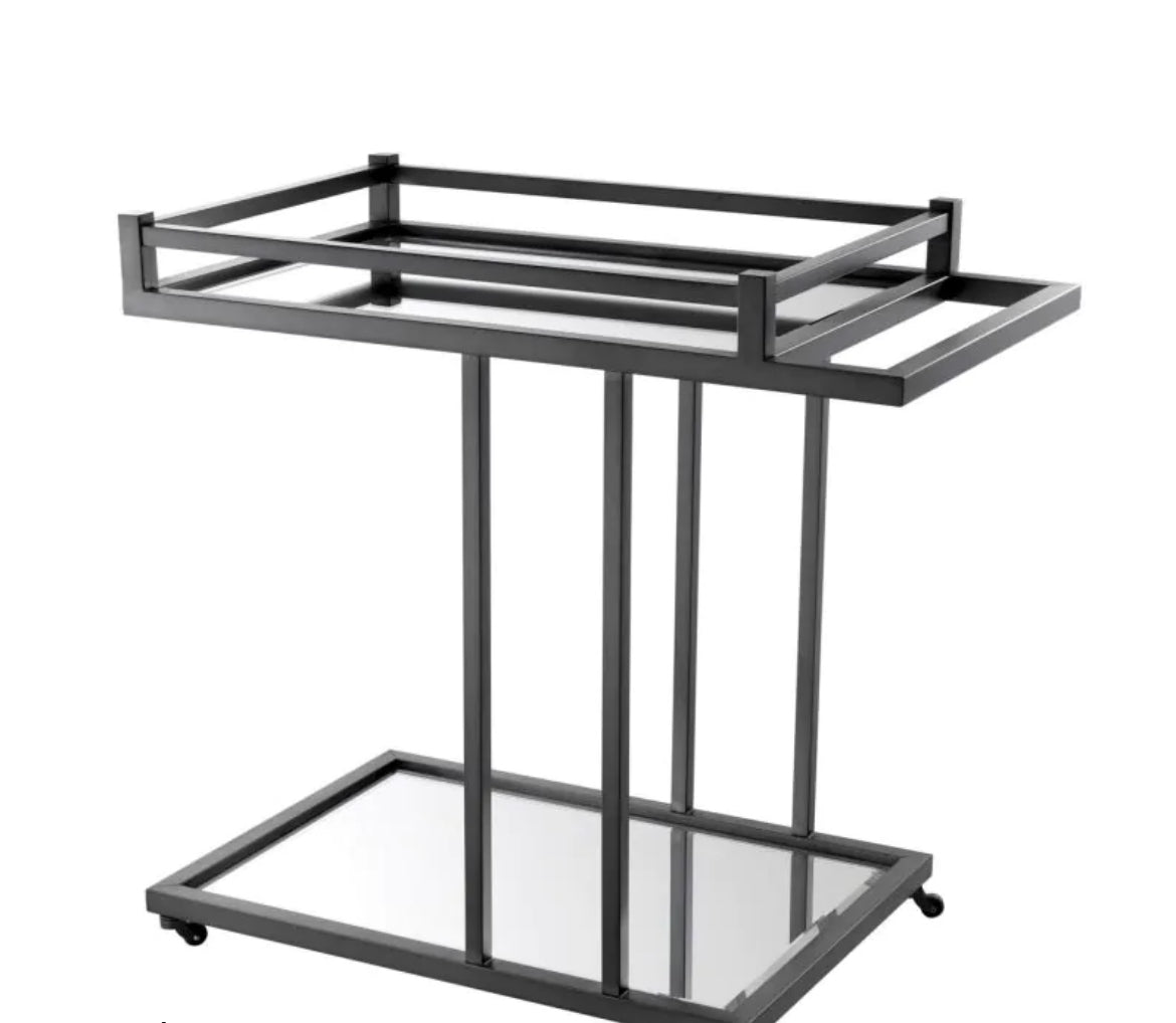 Beverly Hills Bar Trolley by Eichholtz in Black or Brass-Renaissance Design Studio