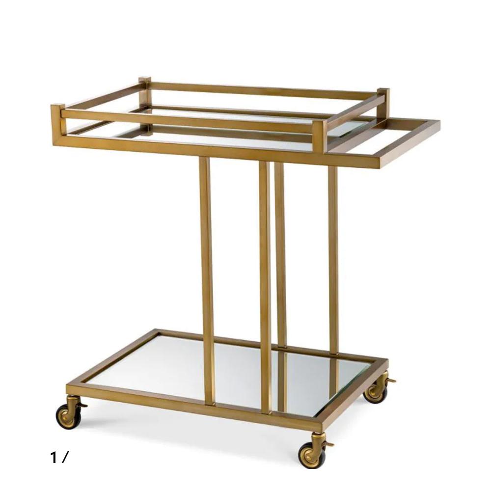 Beverly Hills Bar Trolley by Eichholtz in Black or Brass-Renaissance Design Studio
