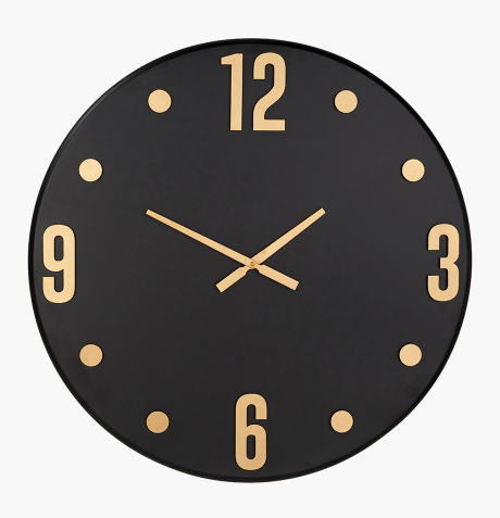 Black and Gold Retro Wall Clock reduced price-Renaissance Design Studio