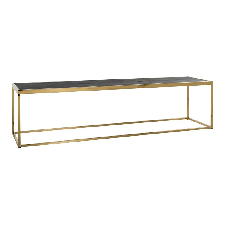 Blackest long coffee table with gold legs-coffee table large-Renaissance Design Studio