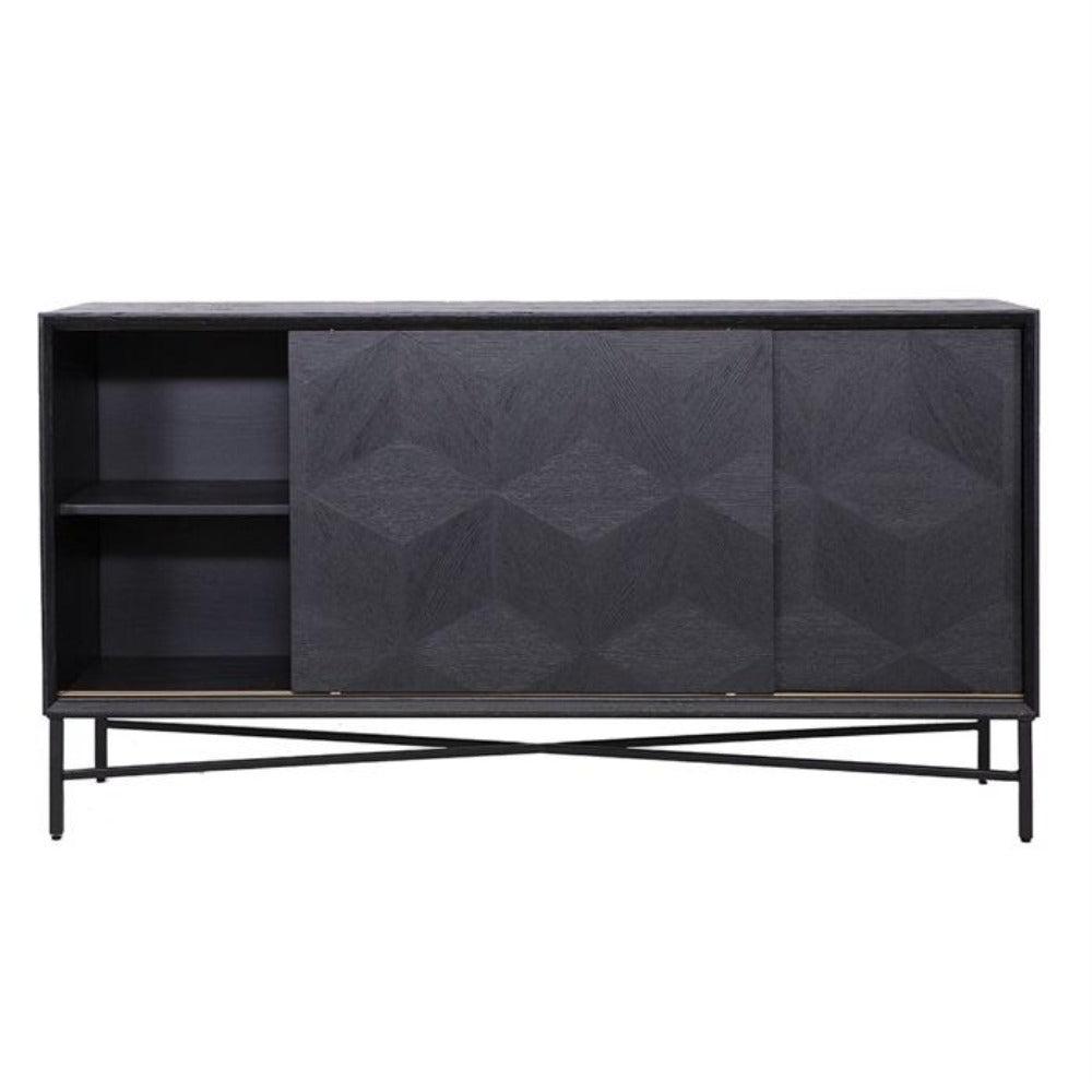 Blade Black sideboard with 2 sliding doors-Sideboard-Renaissance Design Studio