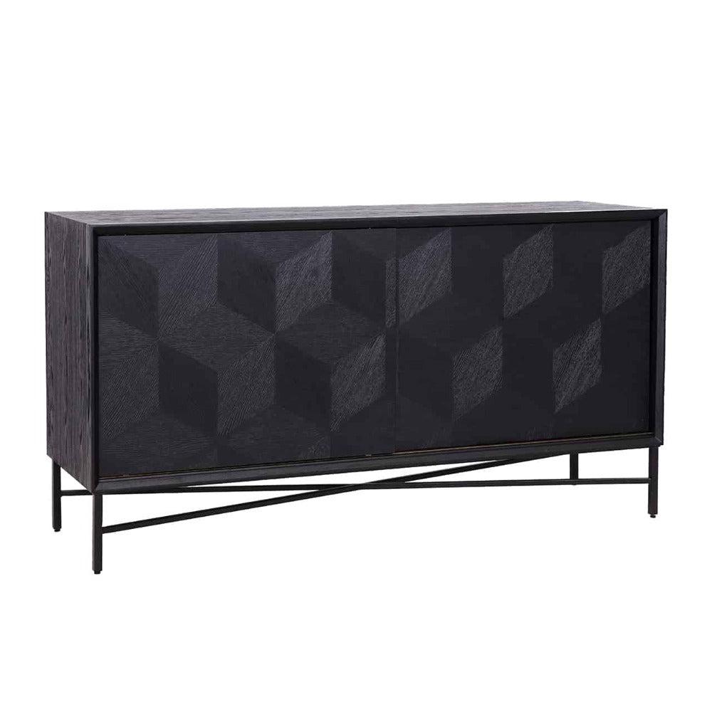 Blade Black sideboard with 2 sliding doors-Sideboard-Renaissance Design Studio