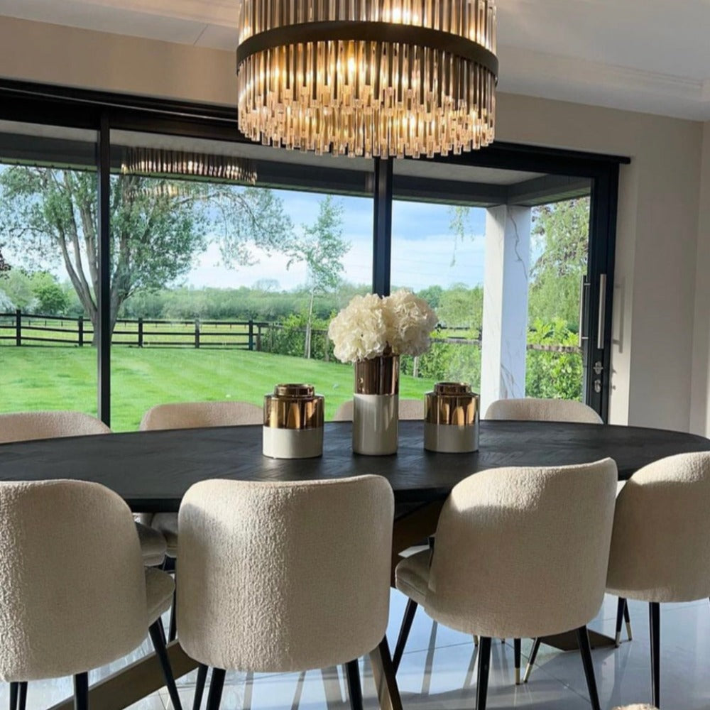 Blake black and brass oval dining table-Renaissance Design Studio