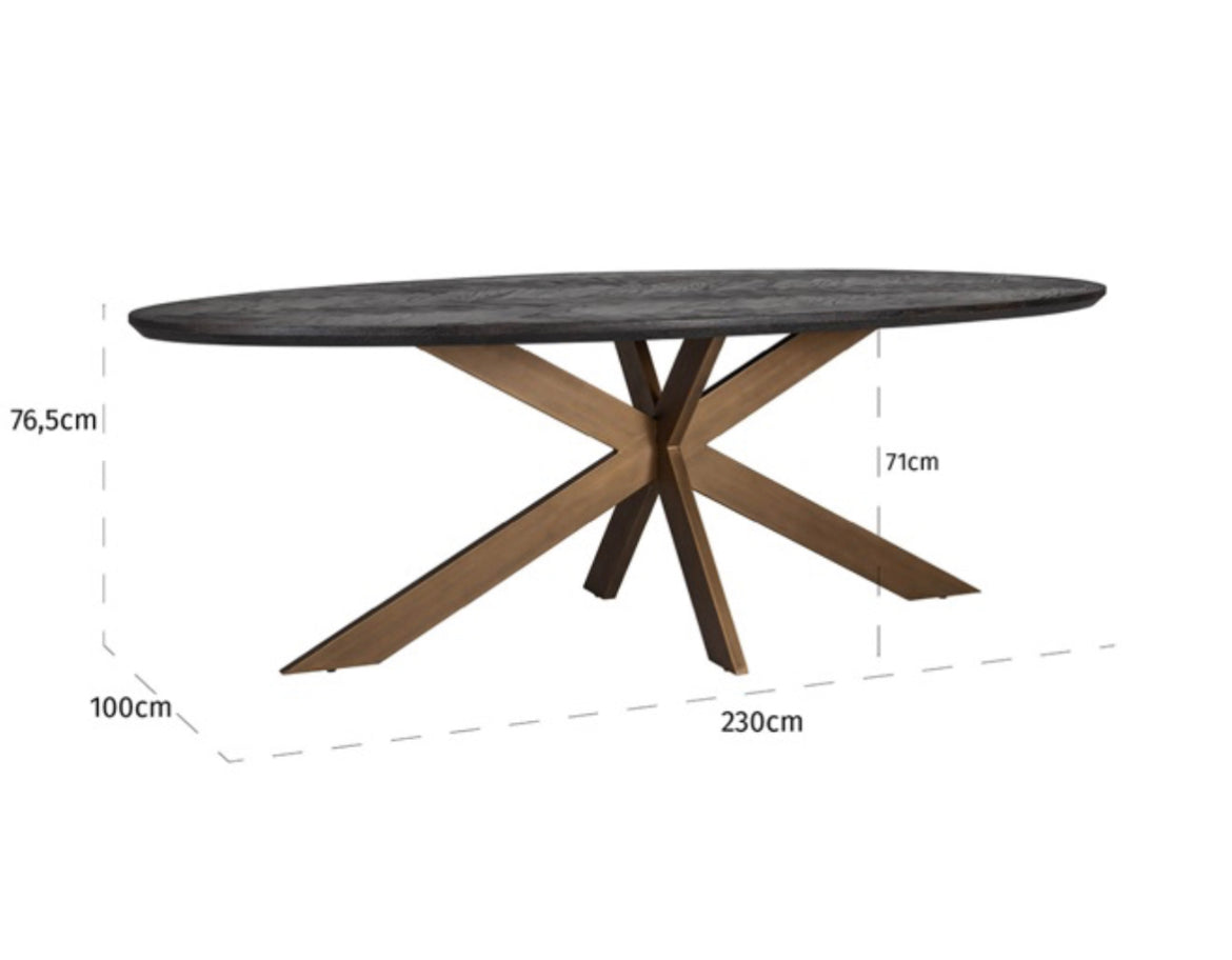Blake black and brass oval dining table-Renaissance Design Studio