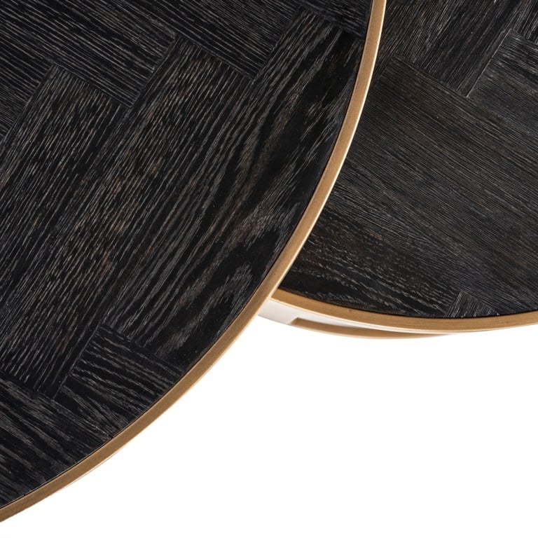 Blake Herringbone Coffee Table Set Of 2 - Brass Base-Renaissance Design Studio