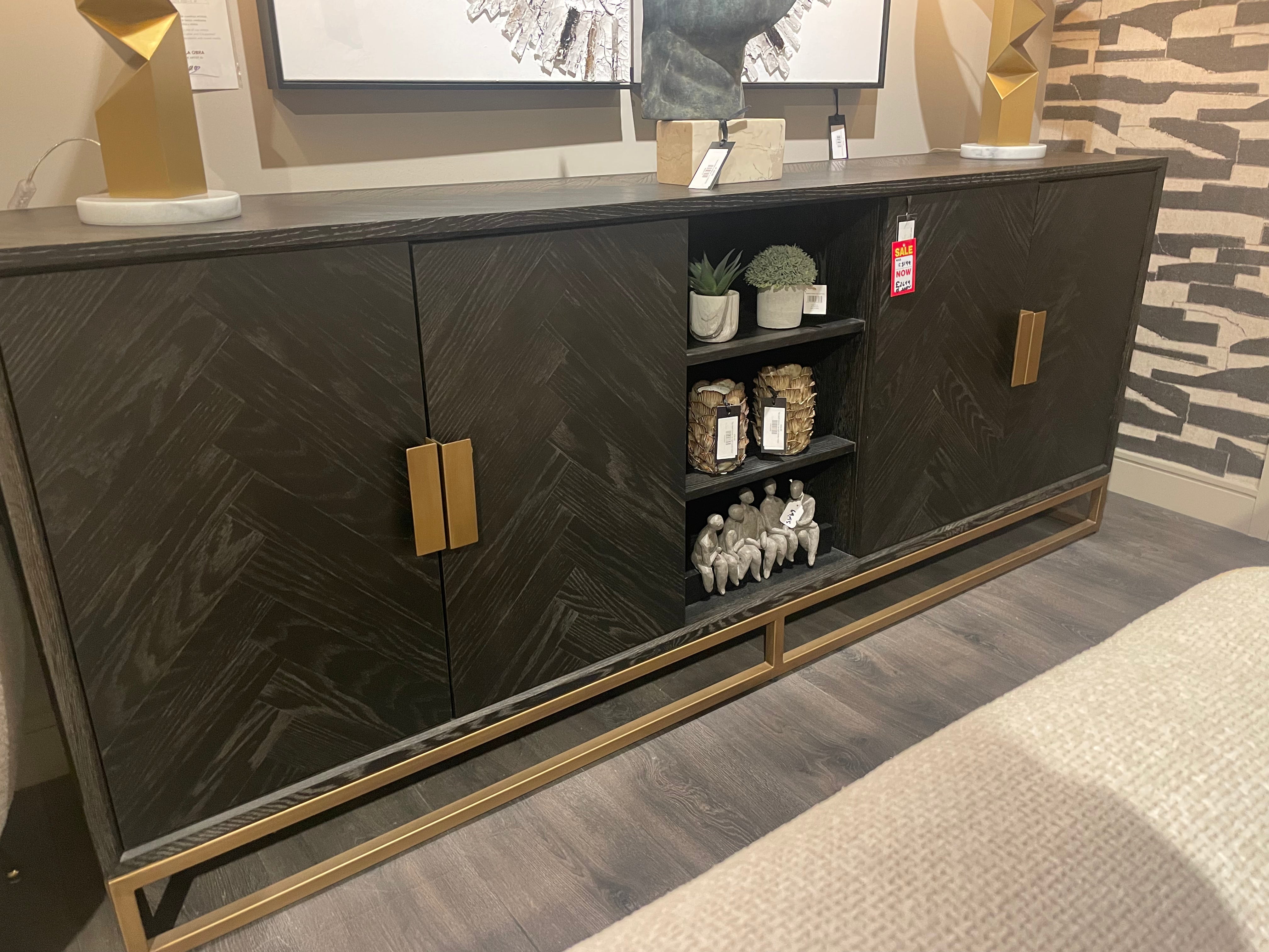 Blake X Large black Sideboard w Brass hardware-Sideboard-Renaissance Design Studio