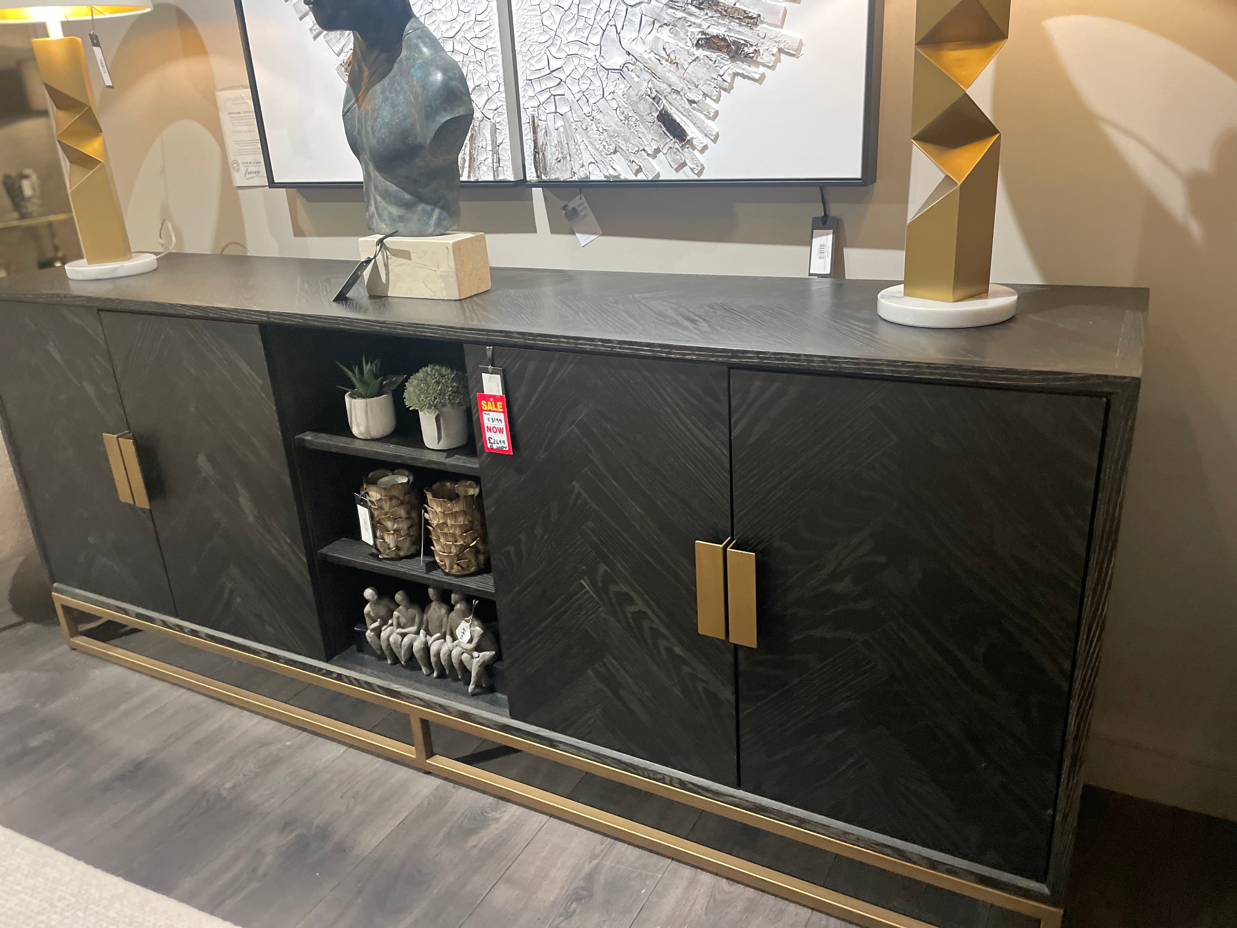 Blake X Large black Sideboard w Brass hardware-Sideboard-Renaissance Design Studio