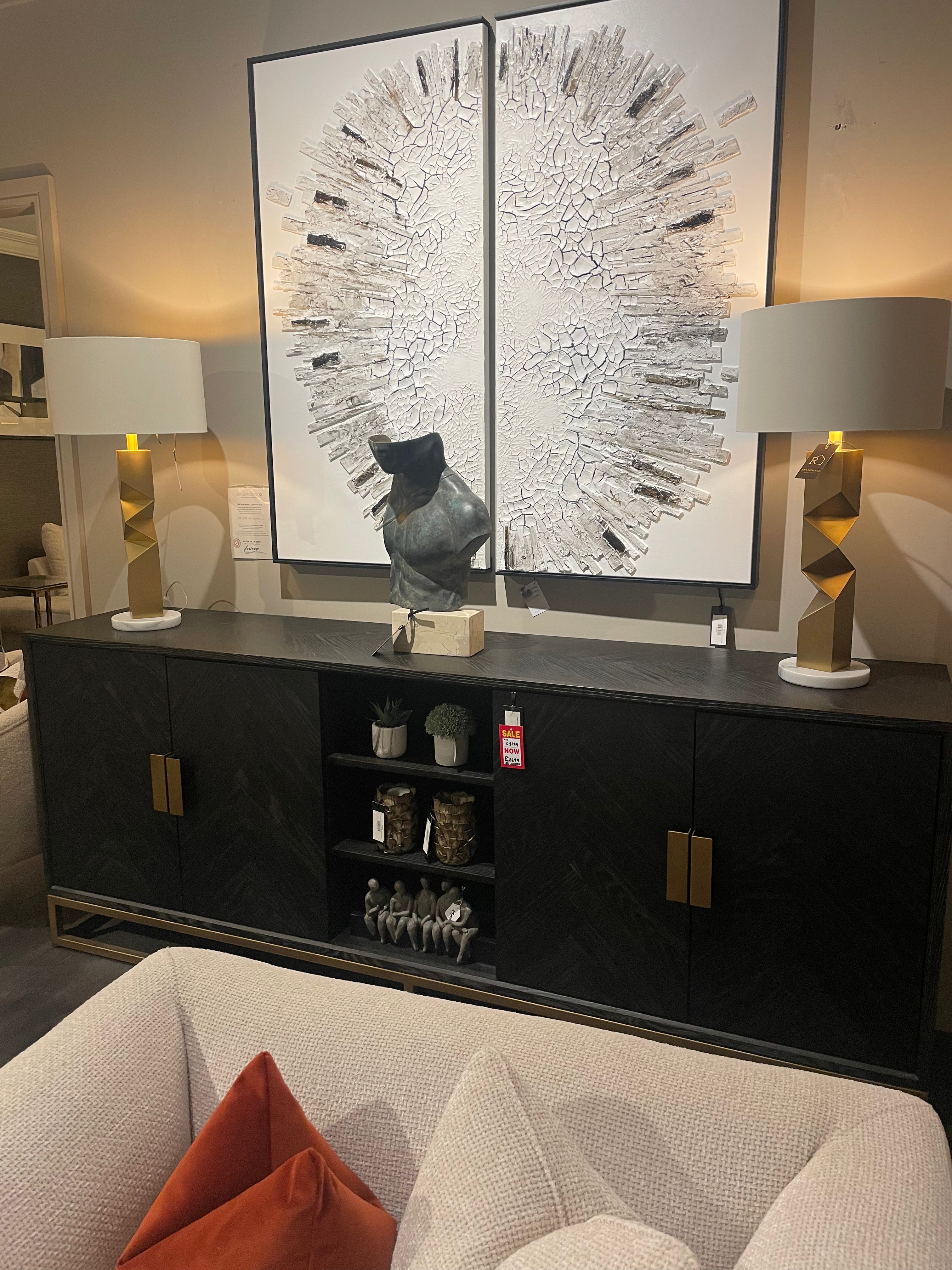 Blake X Large black Sideboard w Brass hardware-Sideboard-Renaissance Design Studio