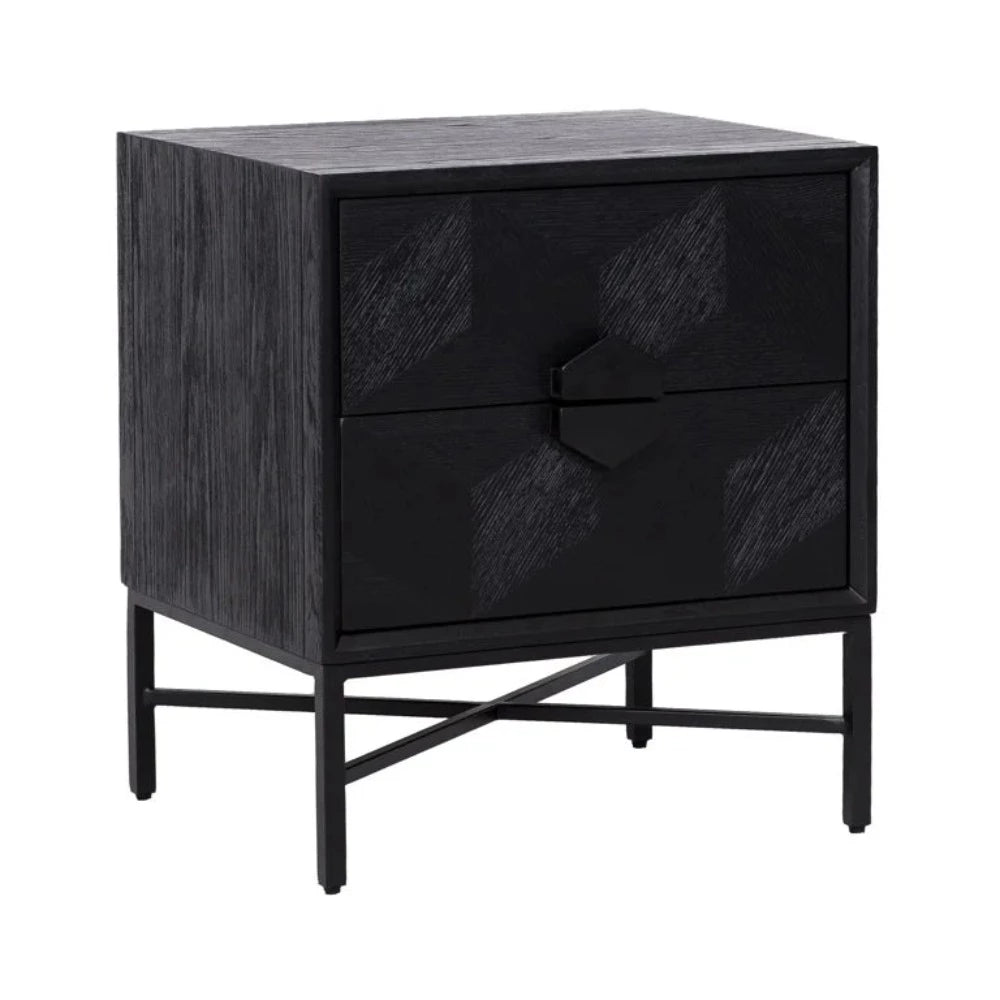 Bex 2 drawer black bedside cabinet reduced-Renaissance Design Studio