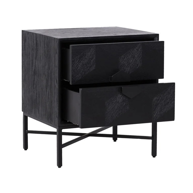 Bex 2 drawer black bedside cabinet reduced-Renaissance Design Studio