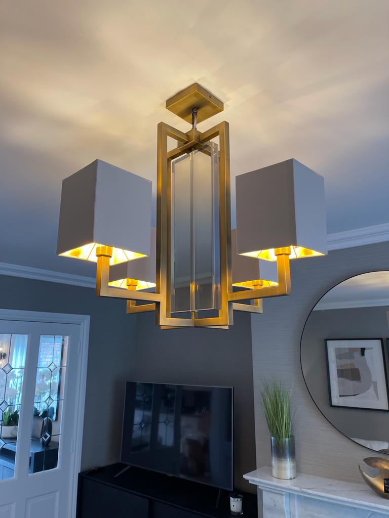 Blea brass finish chandelier-Renaissance Design Studio
