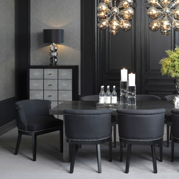 Boca Grande Dining Chair in Natural or Black by Eichholtz w wooden legs-Renaissance Design Studio