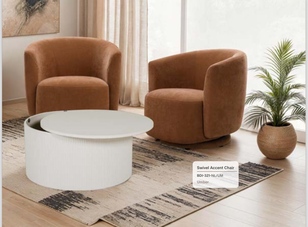 Bodhi Swivel chair in chenile-Renaissance Design Studio