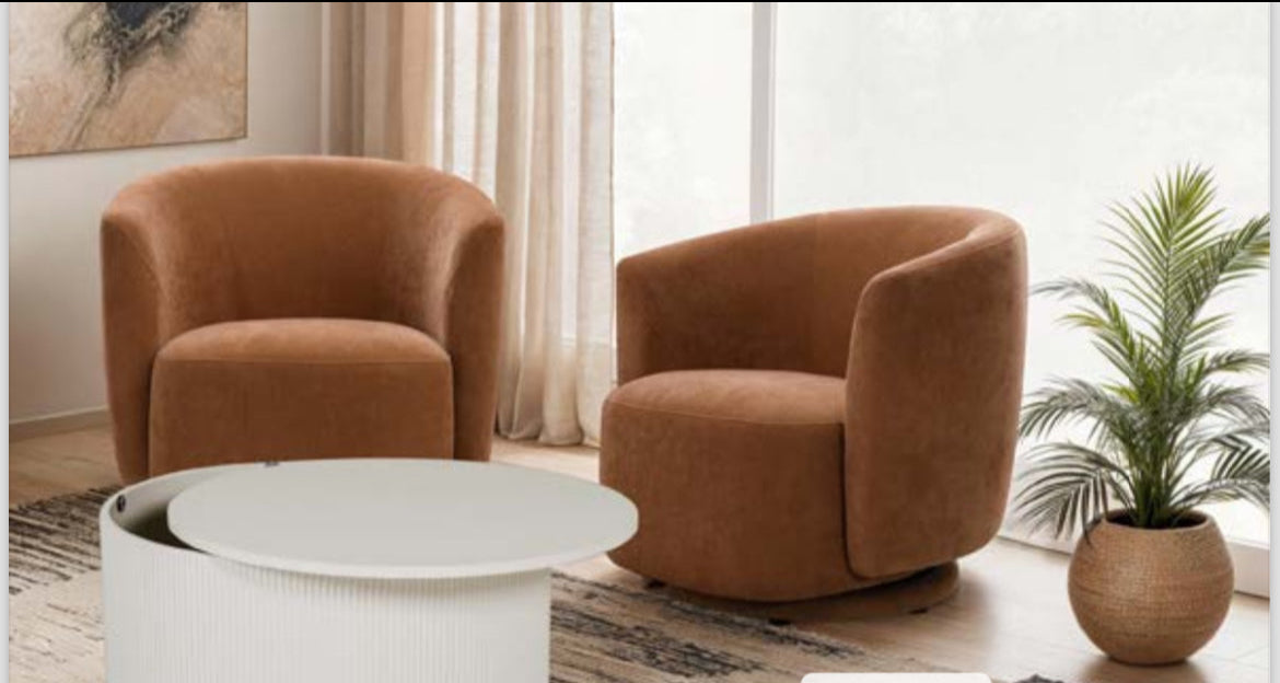 Bodhi Swivel chair in chenile-Renaissance Design Studio