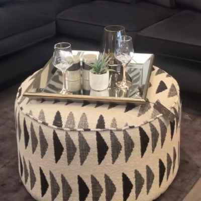 Boston Zara large round footstool reduced sale price save 38%