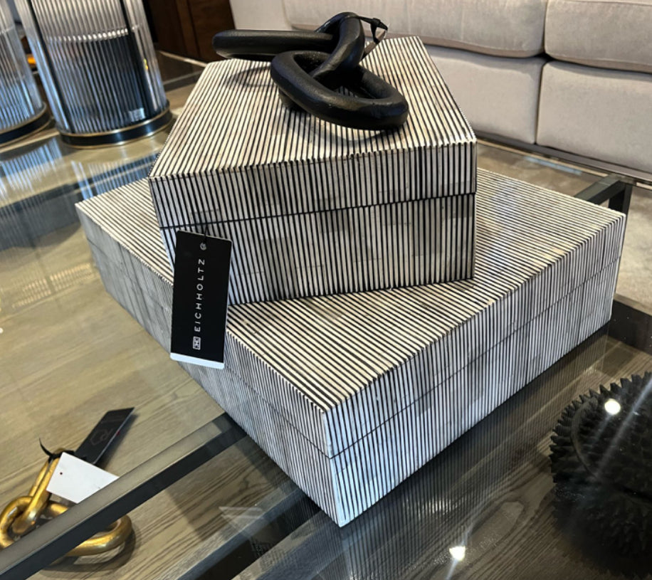 Box Lucielle black and white bone by Eichholtz small or large-Renaissance Design Studio