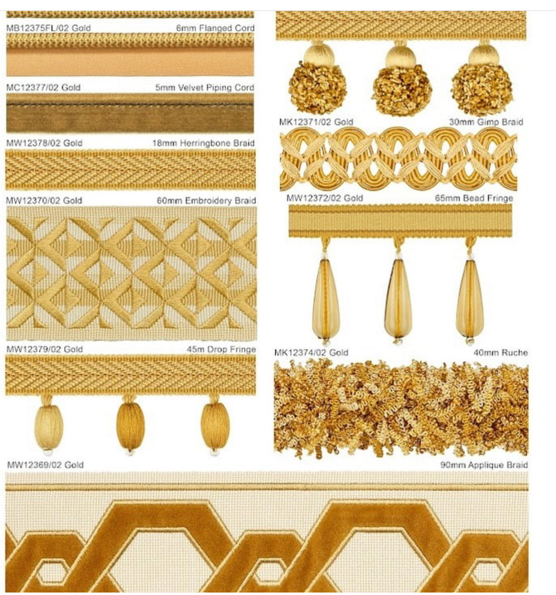 Braids and trims various prices-Renaissance Design Studio