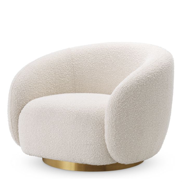 Brice swivel chair in Boucle or choice of fabrics by Eichholtz-swivel chair-Renaissance Design Studio