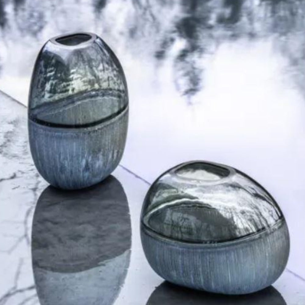 Burbella Vase in Teal Blue-Vase-Renaissance Design Studio