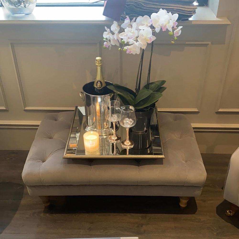 Byron Classic buttoned Ottoman footstool by Westbridge reduced stock disposal-Ottomans-Renaissance Design Studio