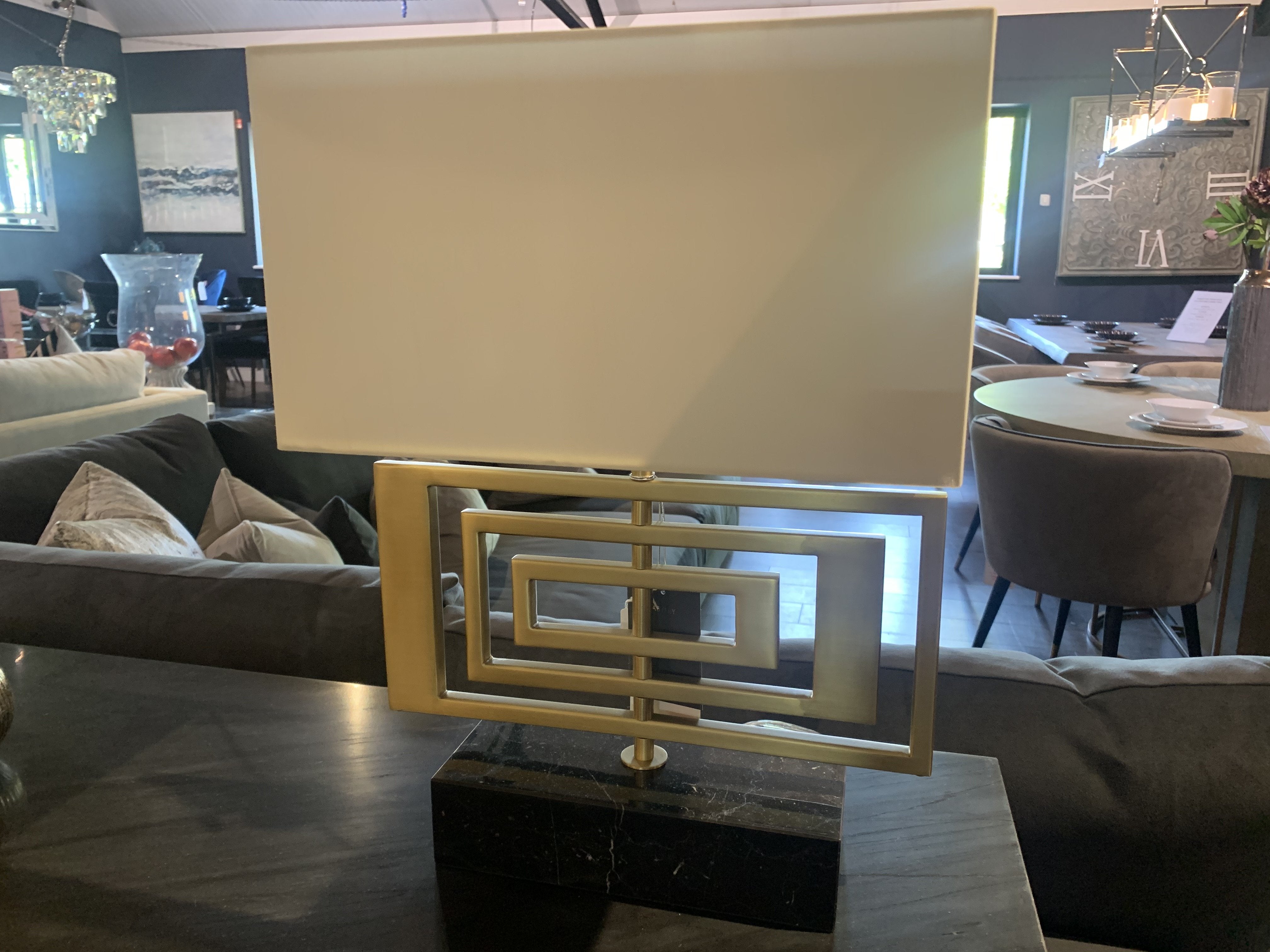 Byron D table Marble and brass colour lamp with shade-Table Lamp-Renaissance Design Studio