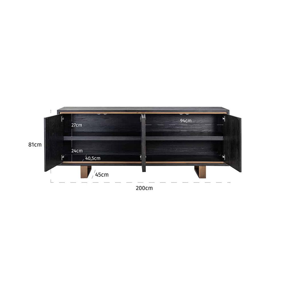 Byron H 4 door Sideboard with gold trim and hardware-Renaissance Design Studio