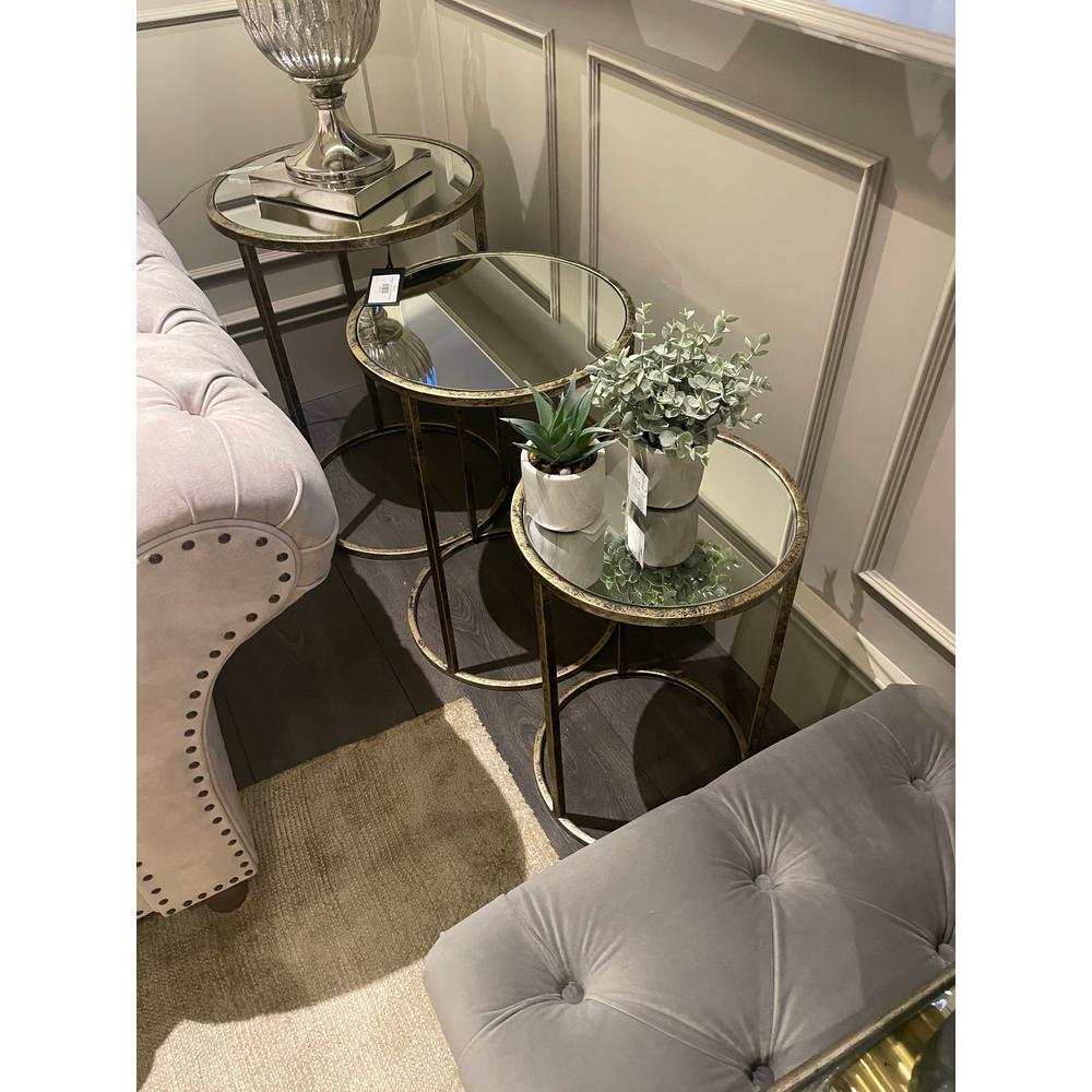 Byron Nest of 3 Round Tables With Mirrored Top-Renaissance Design Studio