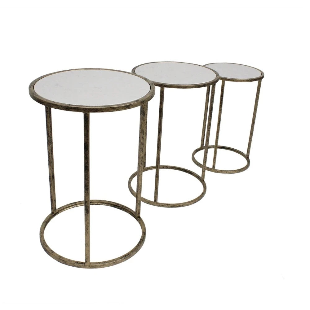 Byron Nest of 3 Round Tables With Mirrored Top-Renaissance Design Studio