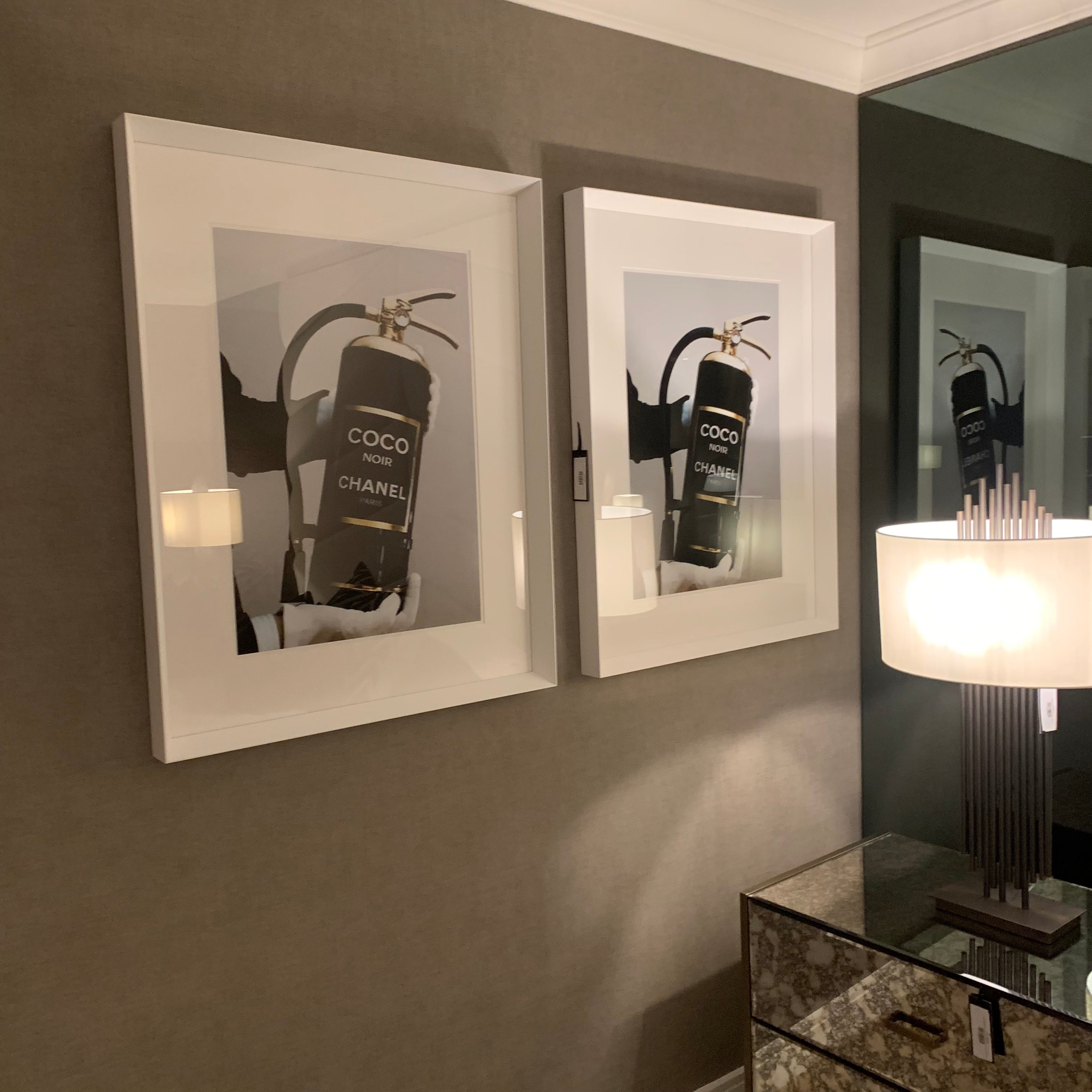 C C Chanel Extinguisher. Hand made framed art work-Renaissance Design Studio