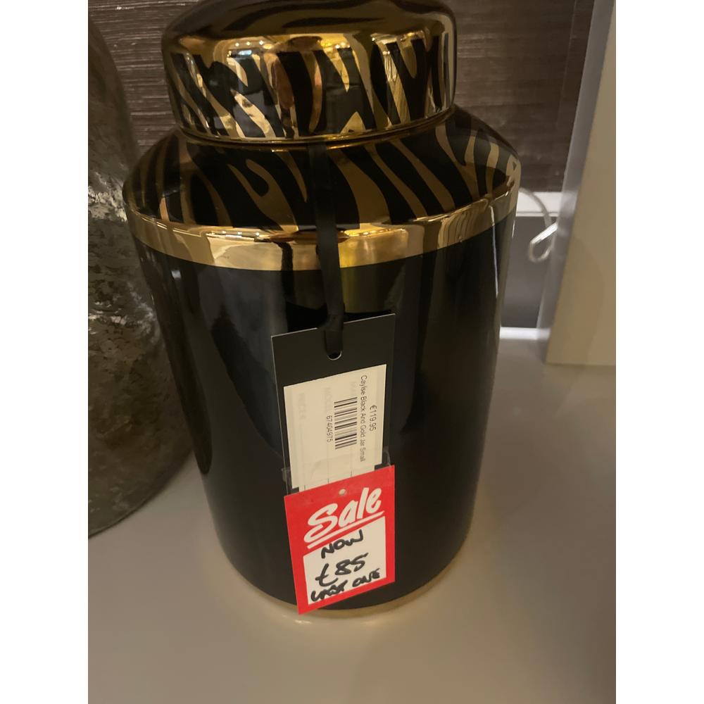 Calyse Black & Gold Jar - Reduced-Renaissance Design Studio