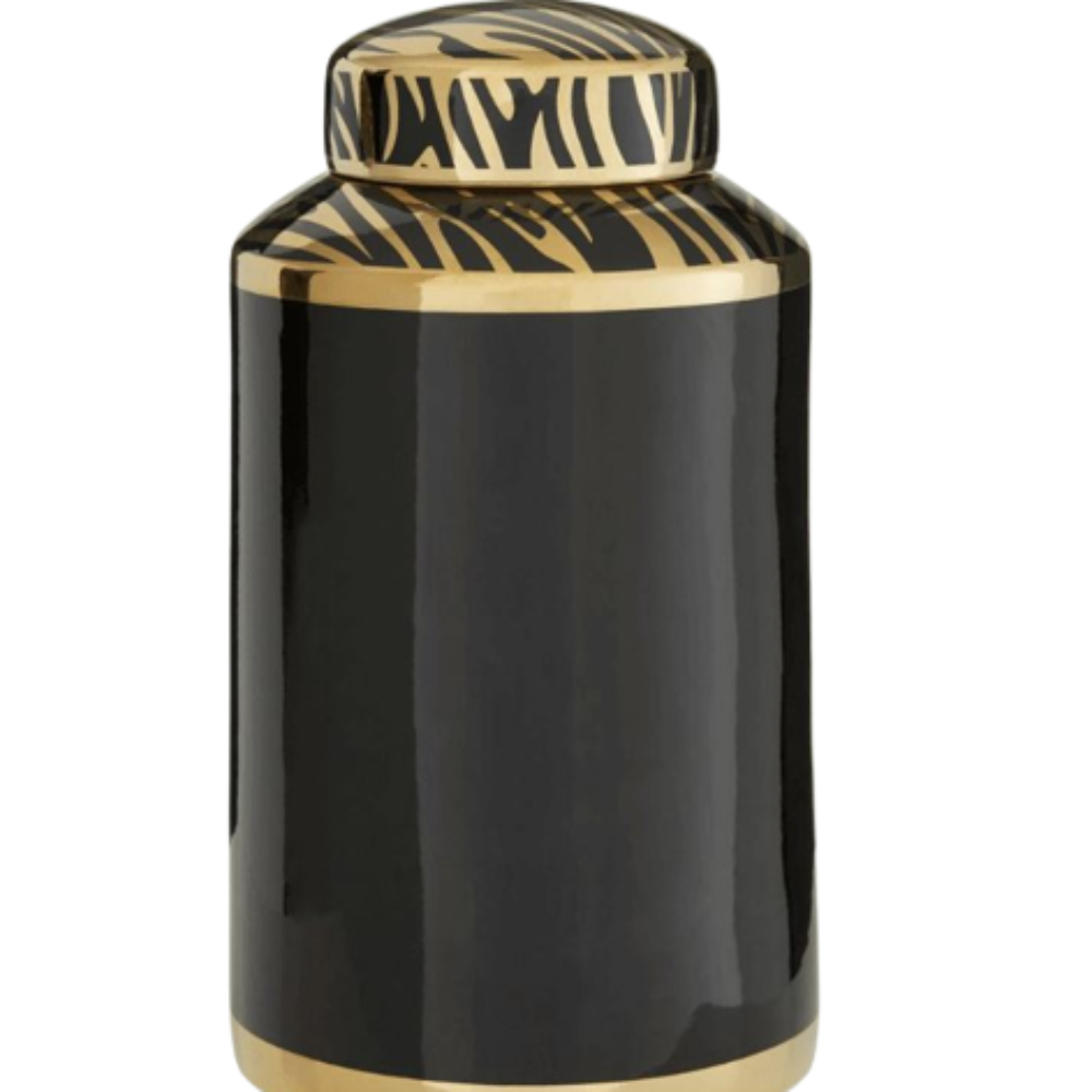 Calyse Black & Gold Jar - Reduced-Renaissance Design Studio