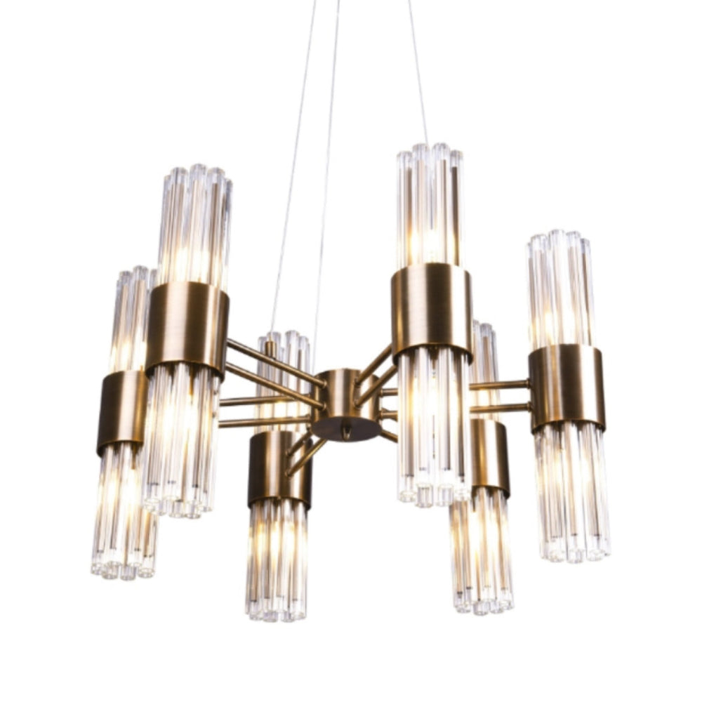 Camden Club 6 Arm Chandelier In Antiqued Brass-Renaissance Design Studio
