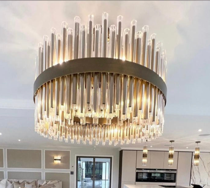 Camden Club 60 cm chandelier antique brushed brass reduced-Chandelier-Renaissance Design Studio