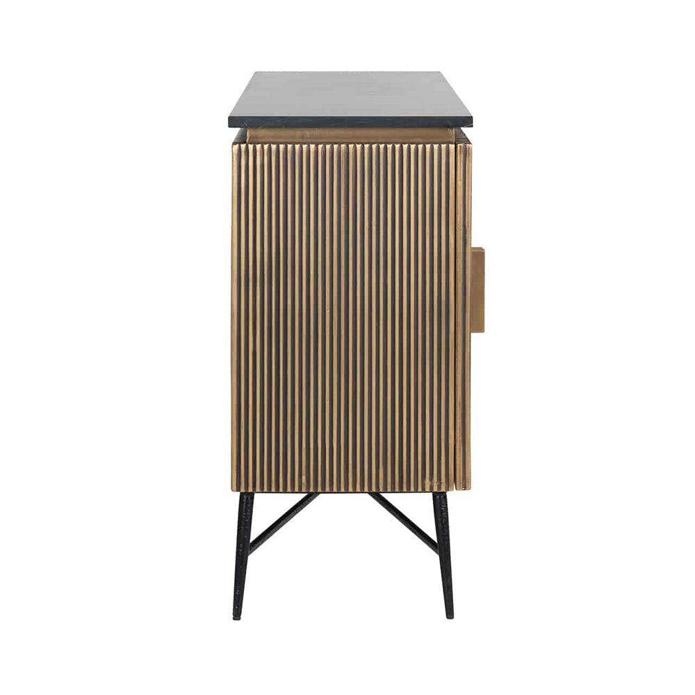 Camden Club Brass Wood With Marble Top - 4 door Sideboard-Renaissance Design Studio