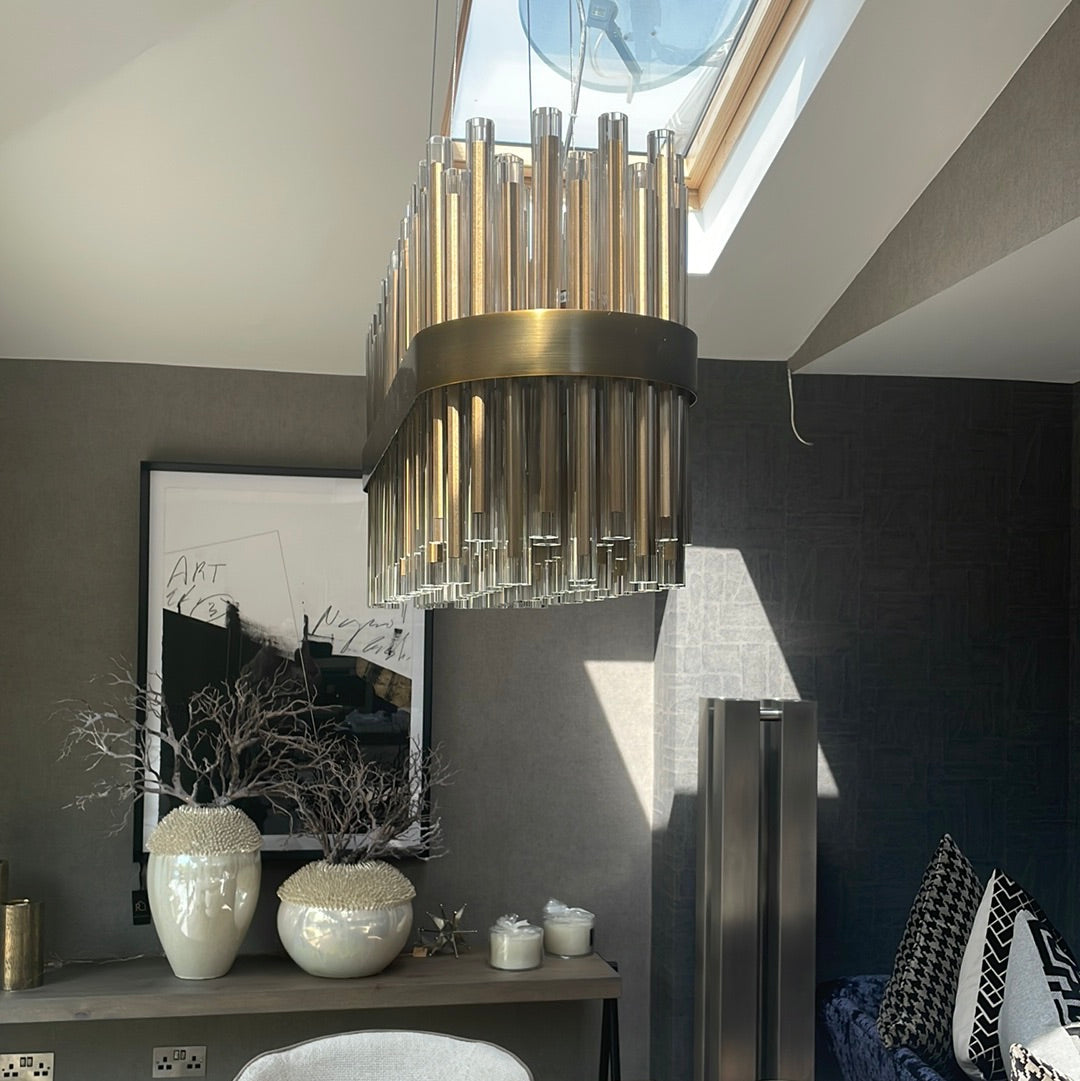 Camden Club Long Chandelier reduced-Chandeliers-Renaissance Design Studio