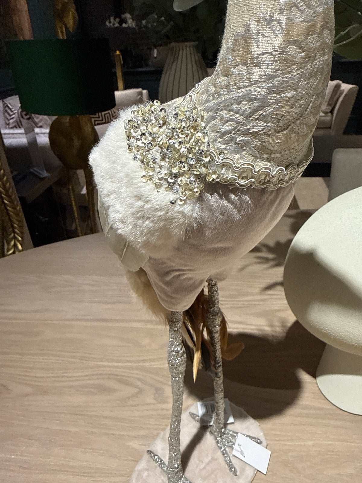 Christmas crane large with gold sparkles instore only by elmes
