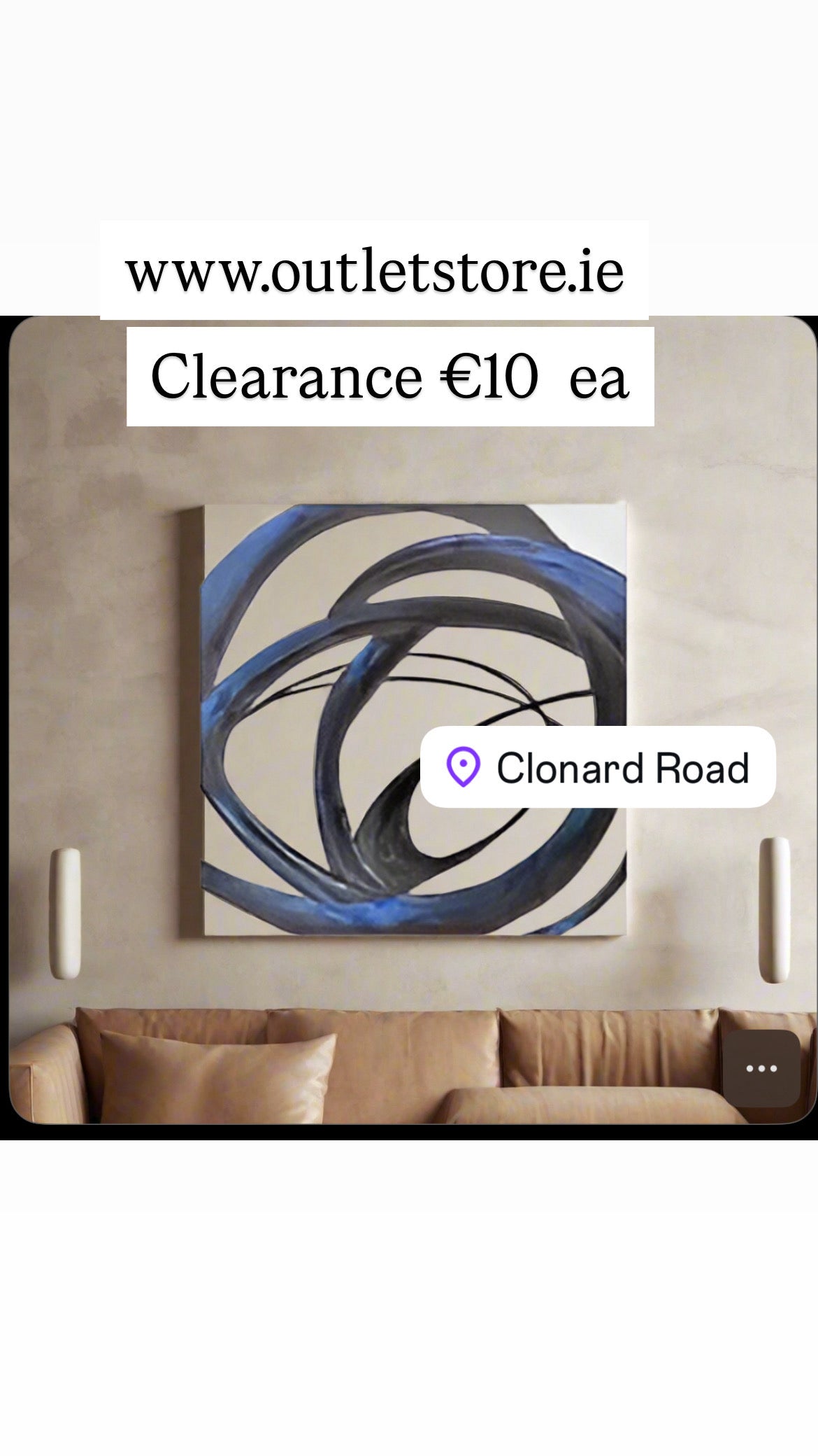 Canvas wall art picture navy blue on clearance offer €20 last one left ! ea No exchange-Renaissance Design Studio