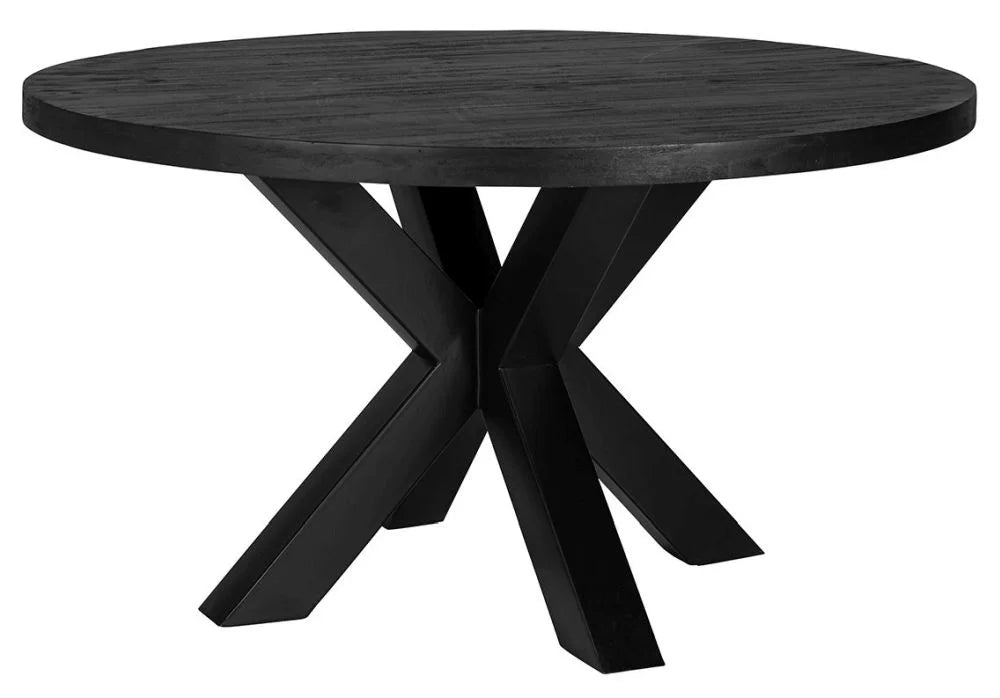 Caria Black Round Dining Table with spider leg 140 cm-Round dining table-Renaissance Design Studio