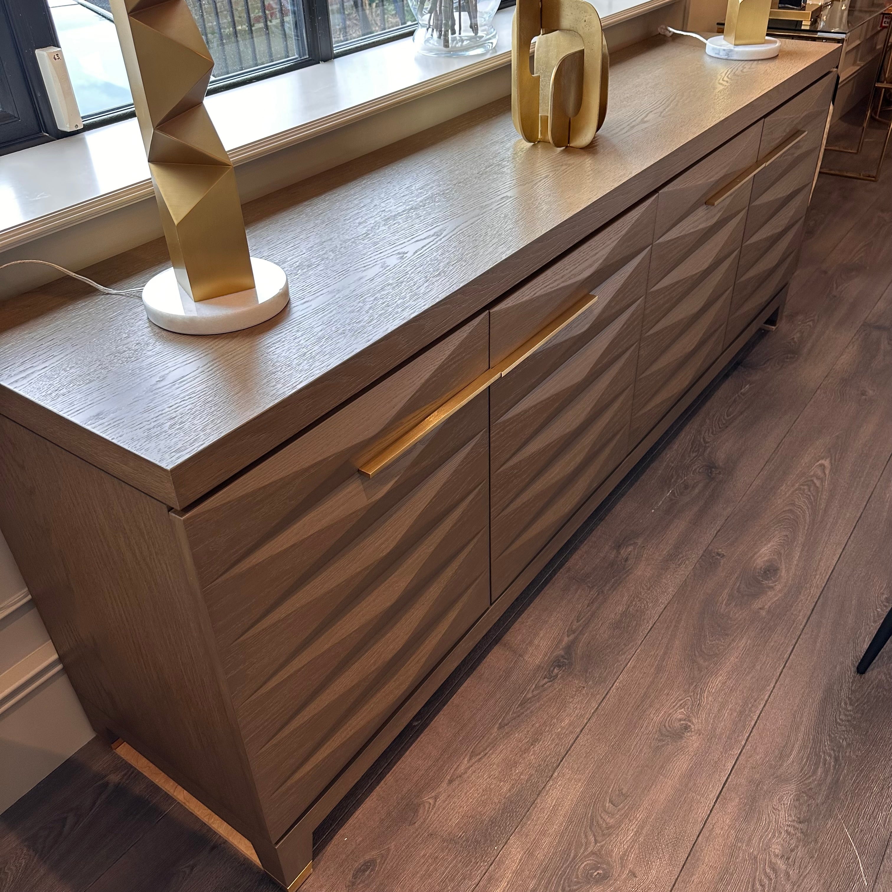 Cassandra 4 door large sideboard in taupe oak-Renaissance Design Studio