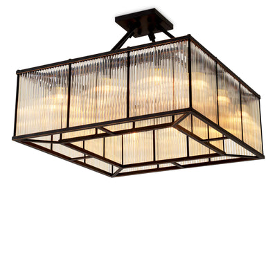 Ceiling Lamp Bernardi Square Bronze finish by Eichholtz ex showroom Recuced.