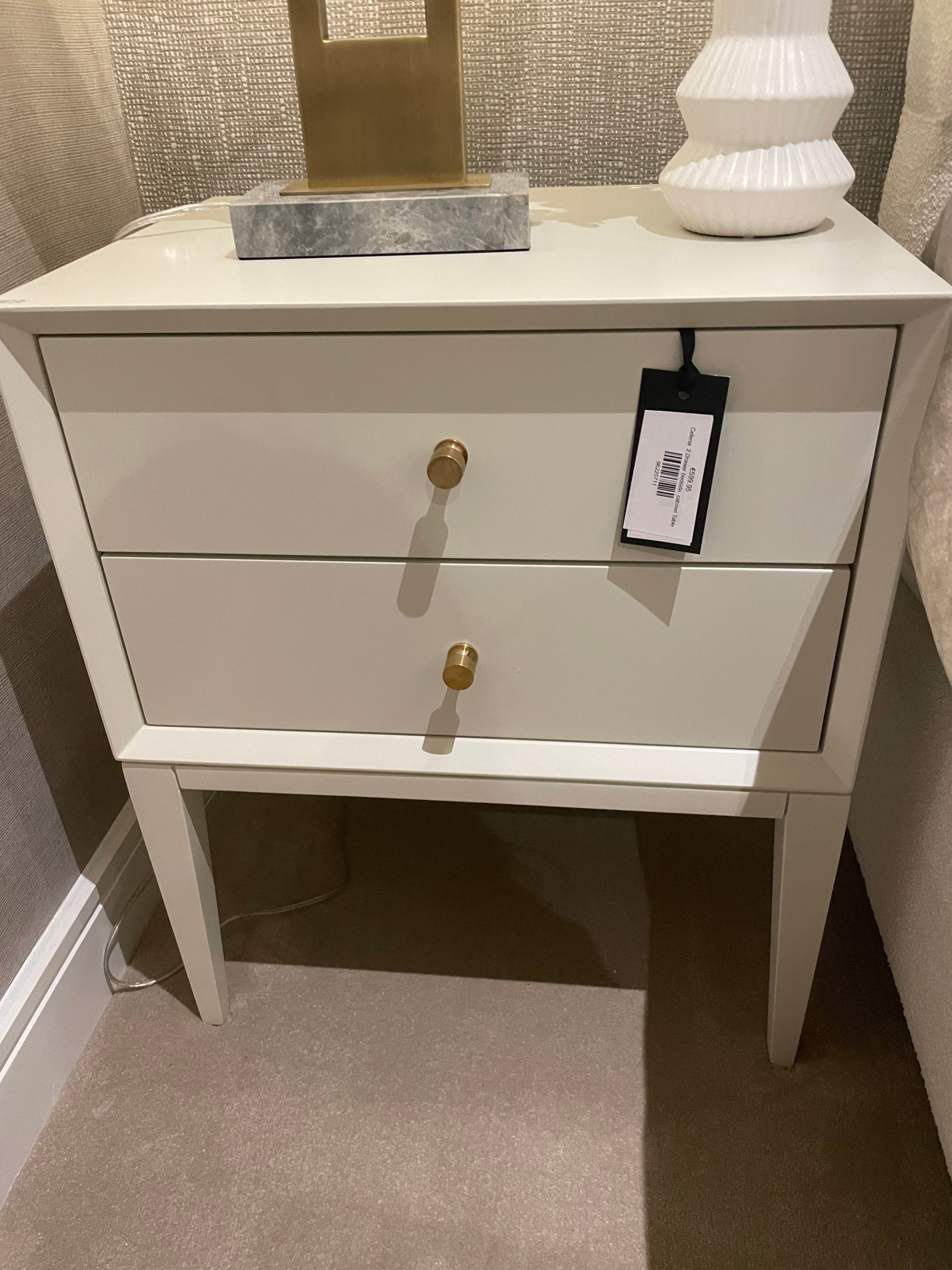 Celena 2 Drawer bedside cabinet Table-Renaissance Design Studio