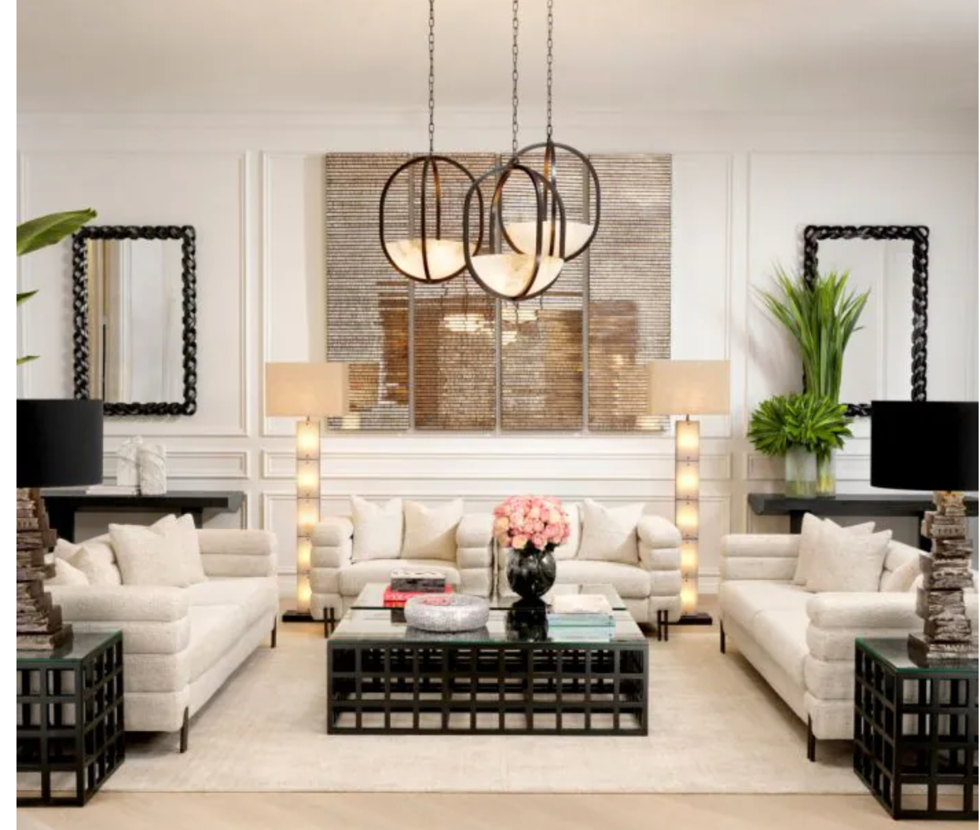 Chair York Seashell off-white | bronze finish by Eichholtz.-sofa-Renaissance Design Studio