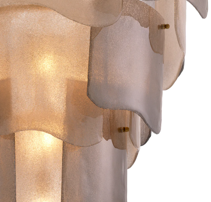 Chandelier Asinara L Antique brass finish w smoke glass by Eichholtz-Renaissance Design Studio